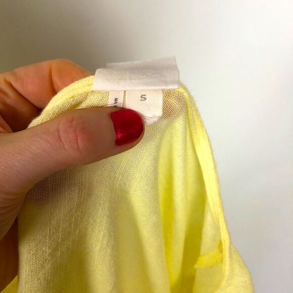 Anthro Lilka Florescent Yellow Top Button Back Women's Small - Picture 8 of 9